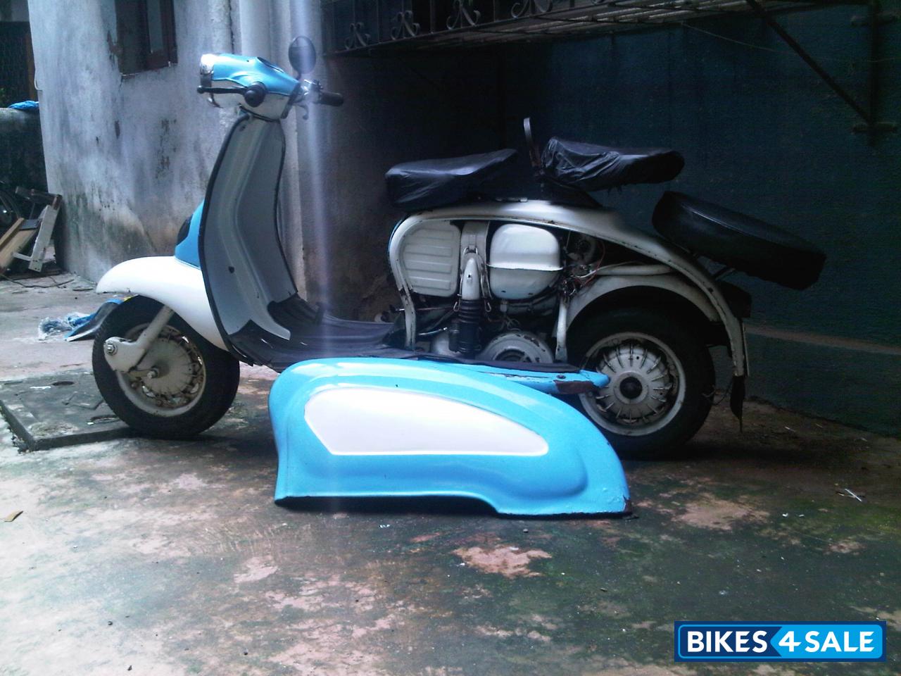 Blue And White Vintage Scooter Lambretta