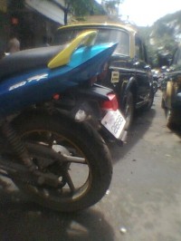 Yellow And Blue Modified Bike