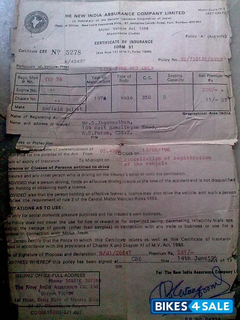 Black Royal Enfield Bullet Standard 350