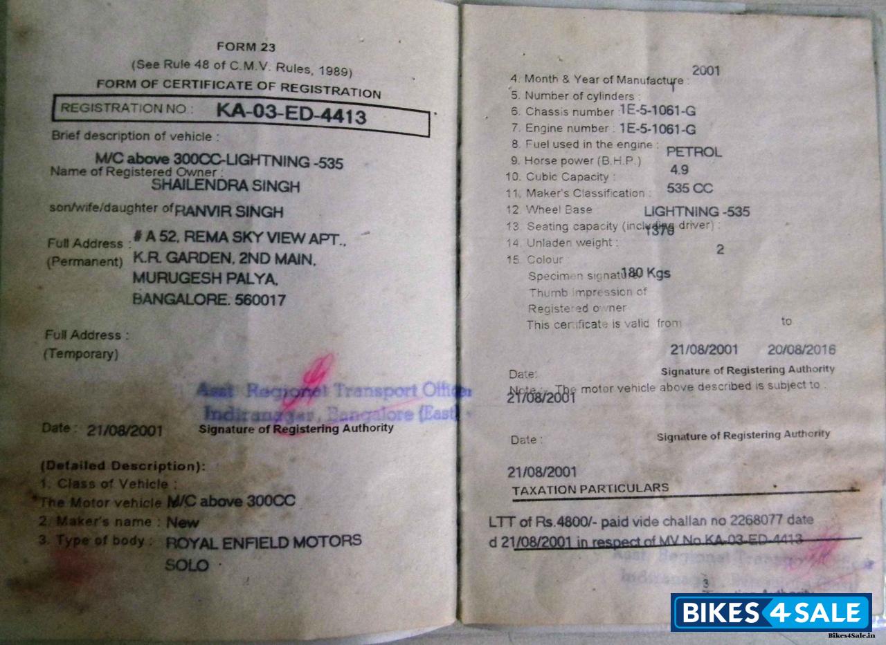 Grey Mettalic/ Black Duel Tone Royal Enfield Lightning 535