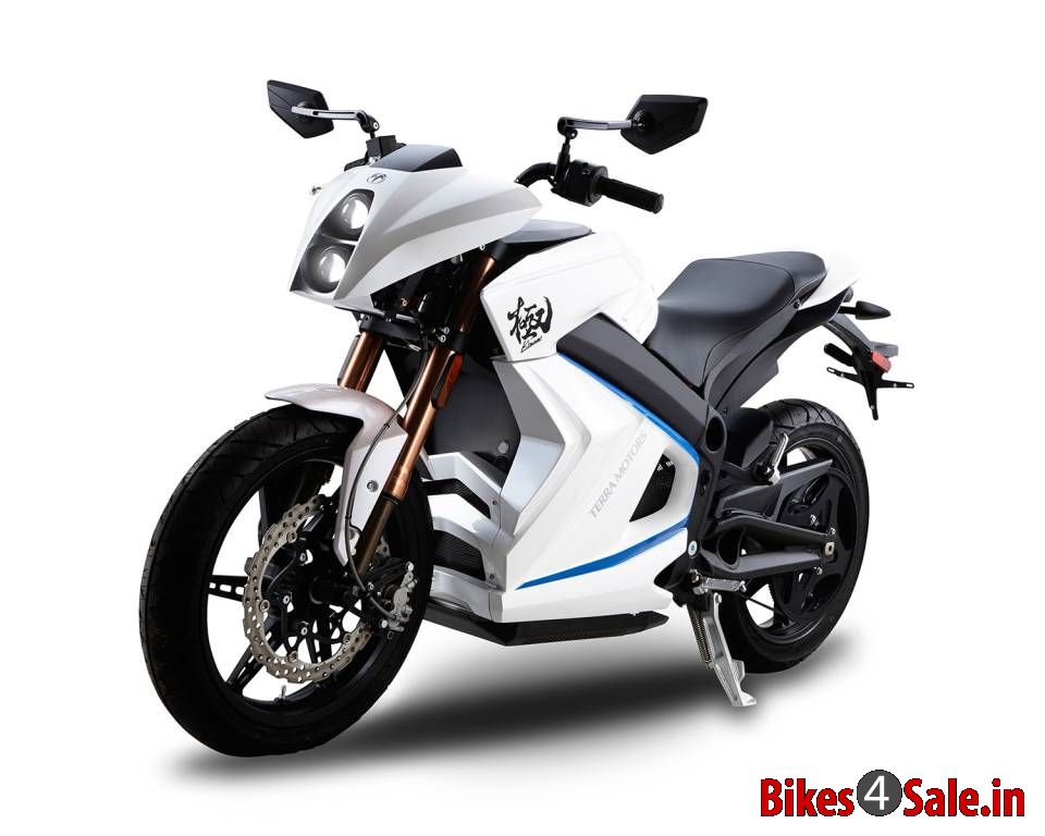 Electric Bike Terra Motors Kiwami - Picture showing the White colored Kiwami resting in its side stand
