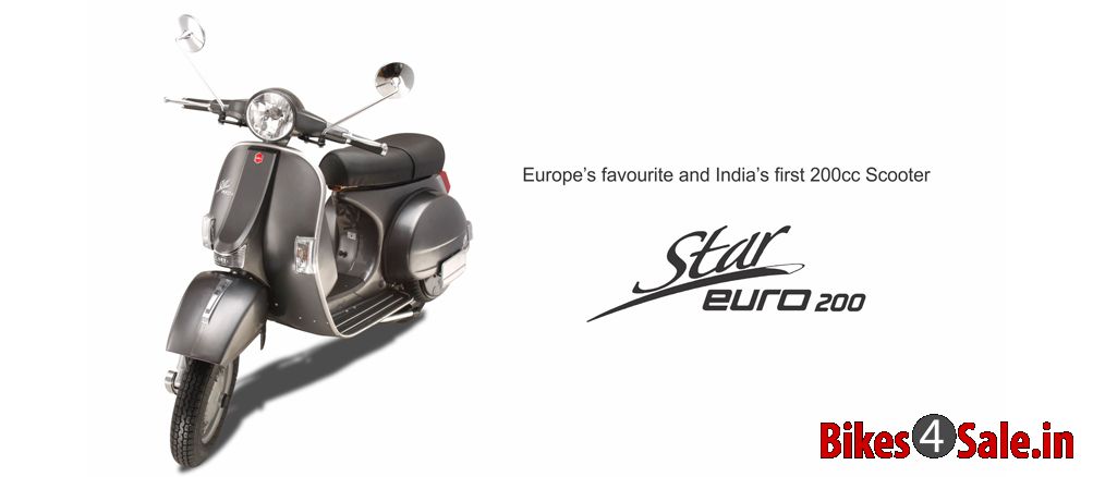 LML Star Euro 200 - Picture showing the angled front view of Black colored Star Euro 200