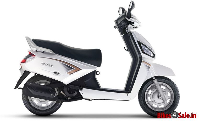 Mahindra Gusto Iceberg white colour. Side view