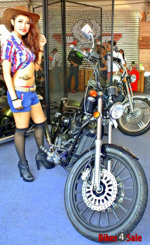 Regal Raptor Bobber 350 - Cowboy Girl with Bobber Motorcycle