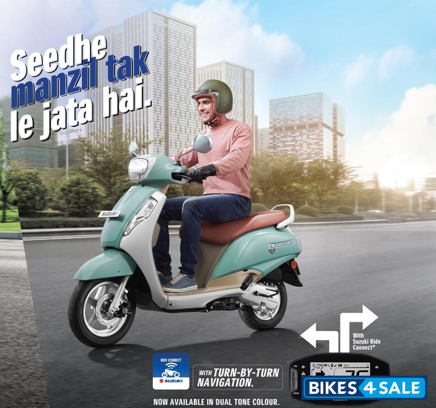 Suzuki Access 125 Ride Connect Edition Solid Ice Green/ Pearl Mirage White