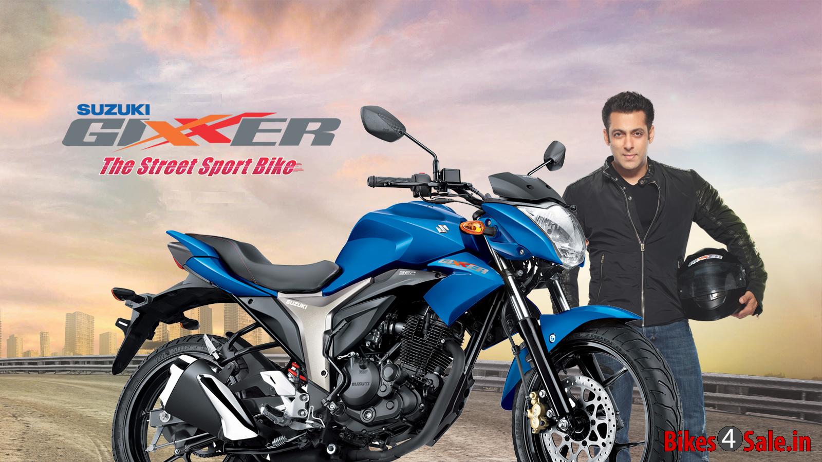 Suzuki Gixxer 150 - Bollywood superstar Salman Khan with Suzuki Gixer 155 motorcycle