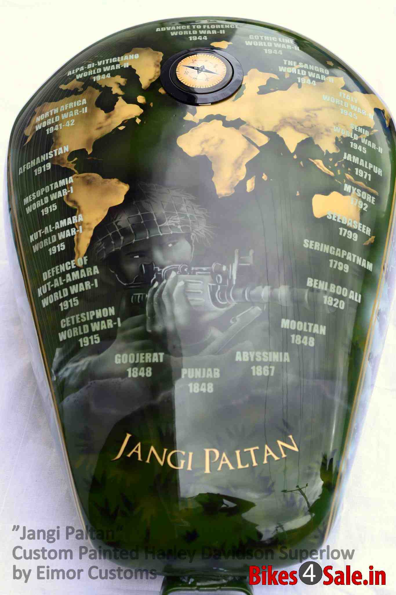 Custom Painted Fuel Tank of HD Superlow Jangi Paltan