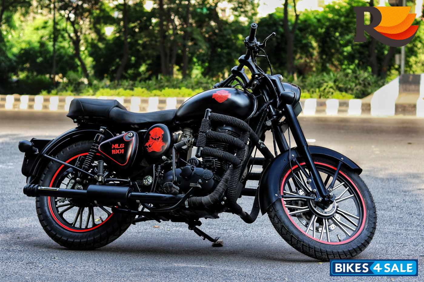 Custom black painted Royal Enfield Motorbike