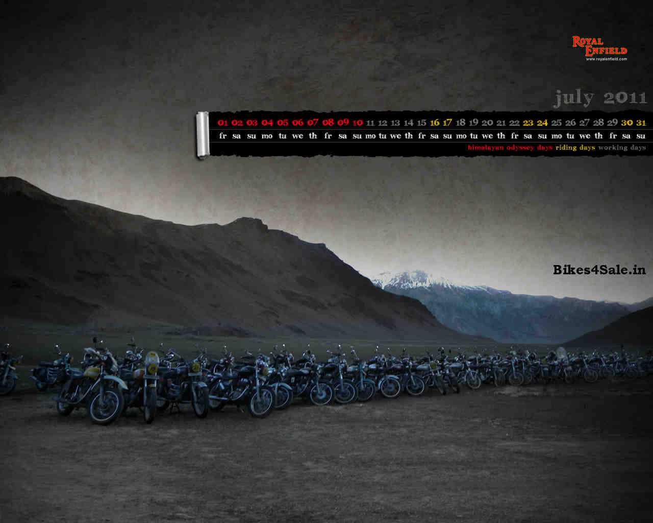 Royal Enfield Calendar July 2011 Royal Enfield Calendar July 2011